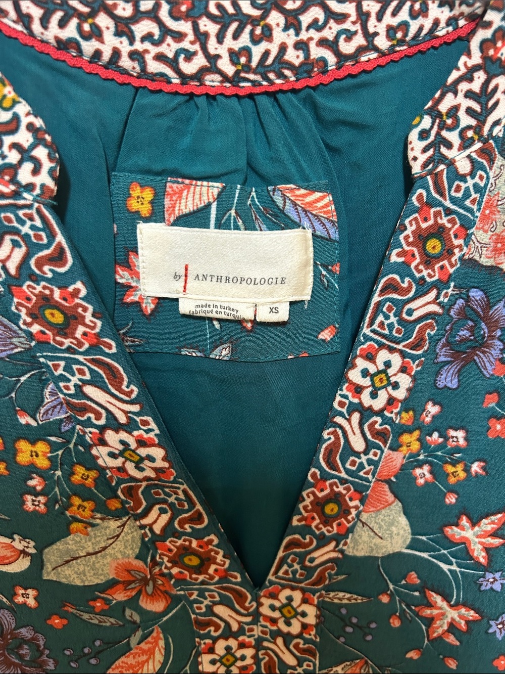 Anthropologie XS Zenia Green Floral V-Neck Dress - Picture 9 of 15
